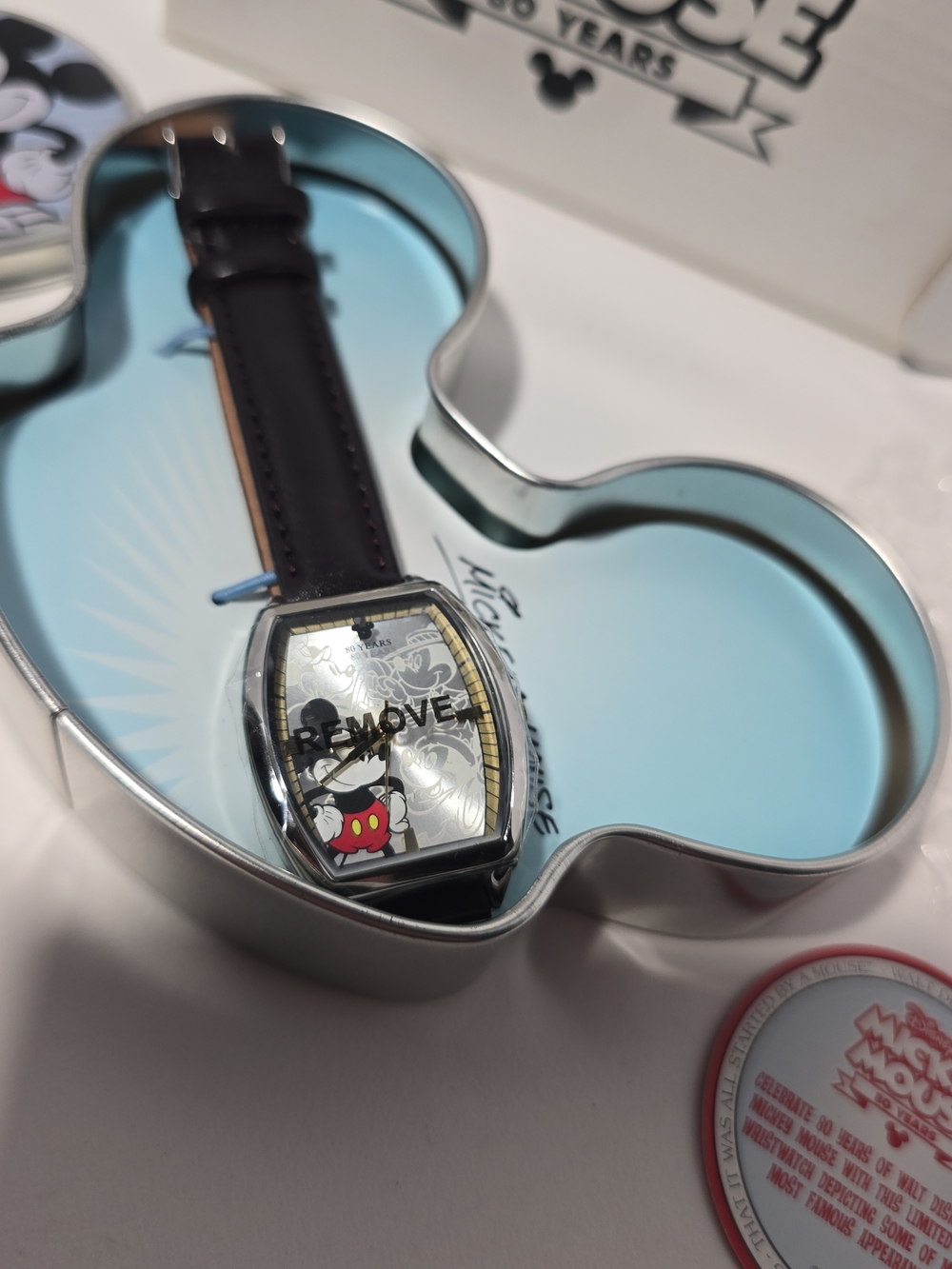 Disney Mickey Mouse 80th Anniversary Watch 2008 Collectible Tin New Battery